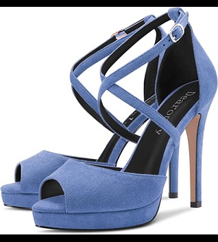 DearOnly Womens Platform Pumps Peep Open Toe High Stiletto Heel Ankle Strap Suede Dress Shoes Bridal Wedding Shopping Vacation 5 Inch