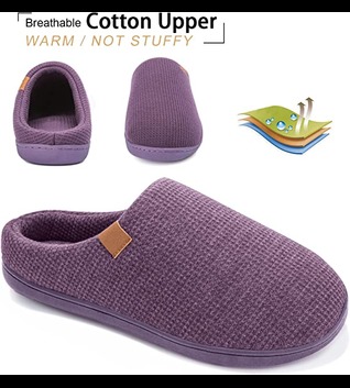 Ranberone Women's Memory Foam Slippers Comfy Cotton Knitted House Shoes Indoor Outdoor
