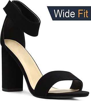 MARCOREPUBLIC Edmonton Wide-Fit Women's Open Toe Ankle Strap Chunky Block Stacked Heels Sandals