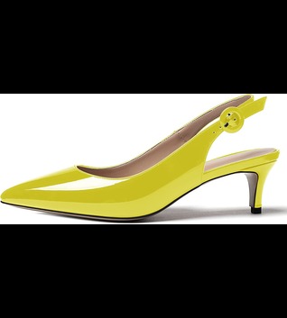 WAYDERNS Women's Pointed Toe Slingback Ankle Strap Patent Kitten Low Heel Pumps Office Work Dress Shoes 2 Inch