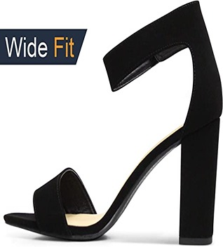 MARCOREPUBLIC Edmonton Wide-Fit Women's Open Toe Ankle Strap Chunky Block Stacked Heels Sandals