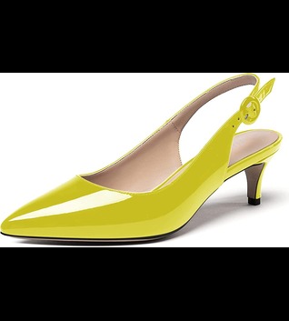 WAYDERNS Women's Pointed Toe Slingback Ankle Strap Patent Kitten Low Heel Pumps Office Work Dress Shoes 2 Inch