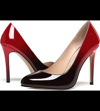 MODENCOCO Women's Slip On Round Toe Patent Solid Stiletto High Heel Pumps Shoes 4 Inch