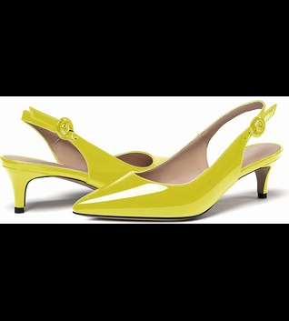 WAYDERNS Women's Pointed Toe Slingback Ankle Strap Patent Kitten Low Heel Pumps Office Work Dress Shoes 2 Inch