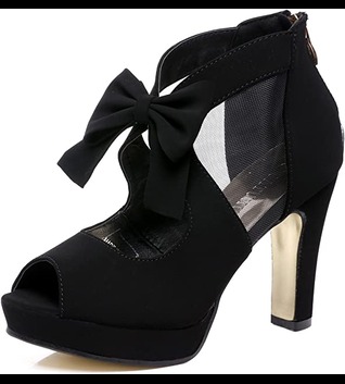 GATUXUS Open Toe Women Platform High Heel Shoes Bows Strappy Sandals