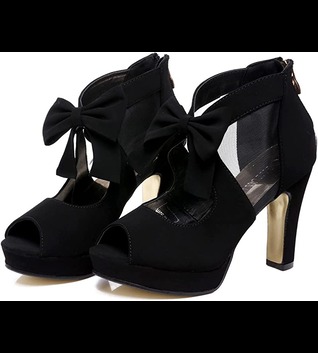 GATUXUS Open Toe Women Platform High Heel Shoes Bows Strappy Sandals